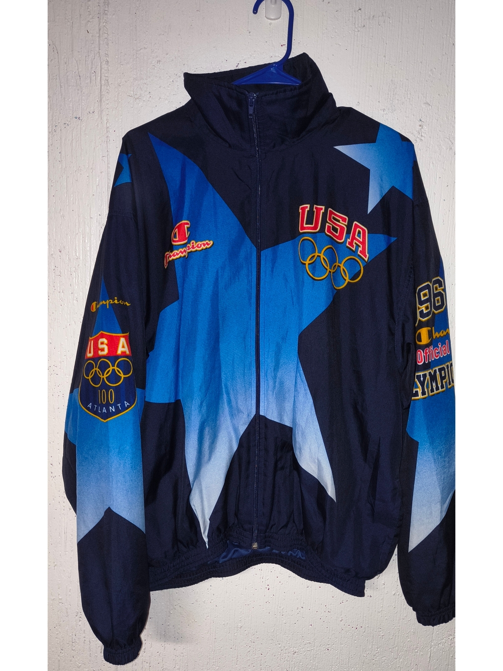 Champion Navy and Blue USA Olympic Star Windbreaker